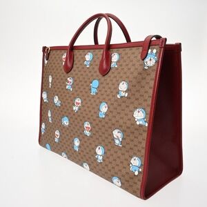 Gucci Tote Doraemon GG Beige Tan Bag Collaboration Supreme Canvas